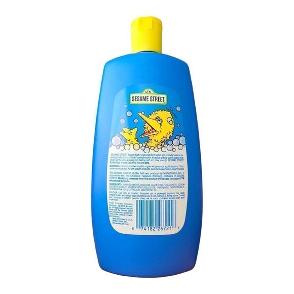 Vintage Sesame Street Big Bird Bubble Bath Bubble Gum Scent 15 Oz Blue Bottle - Picture 2 of 2